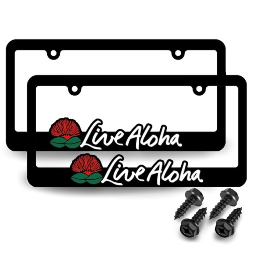 Live Aloha Hawaii License Plate Frame Set
